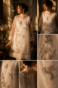 Ivory Organza Pearl Bird Shirt