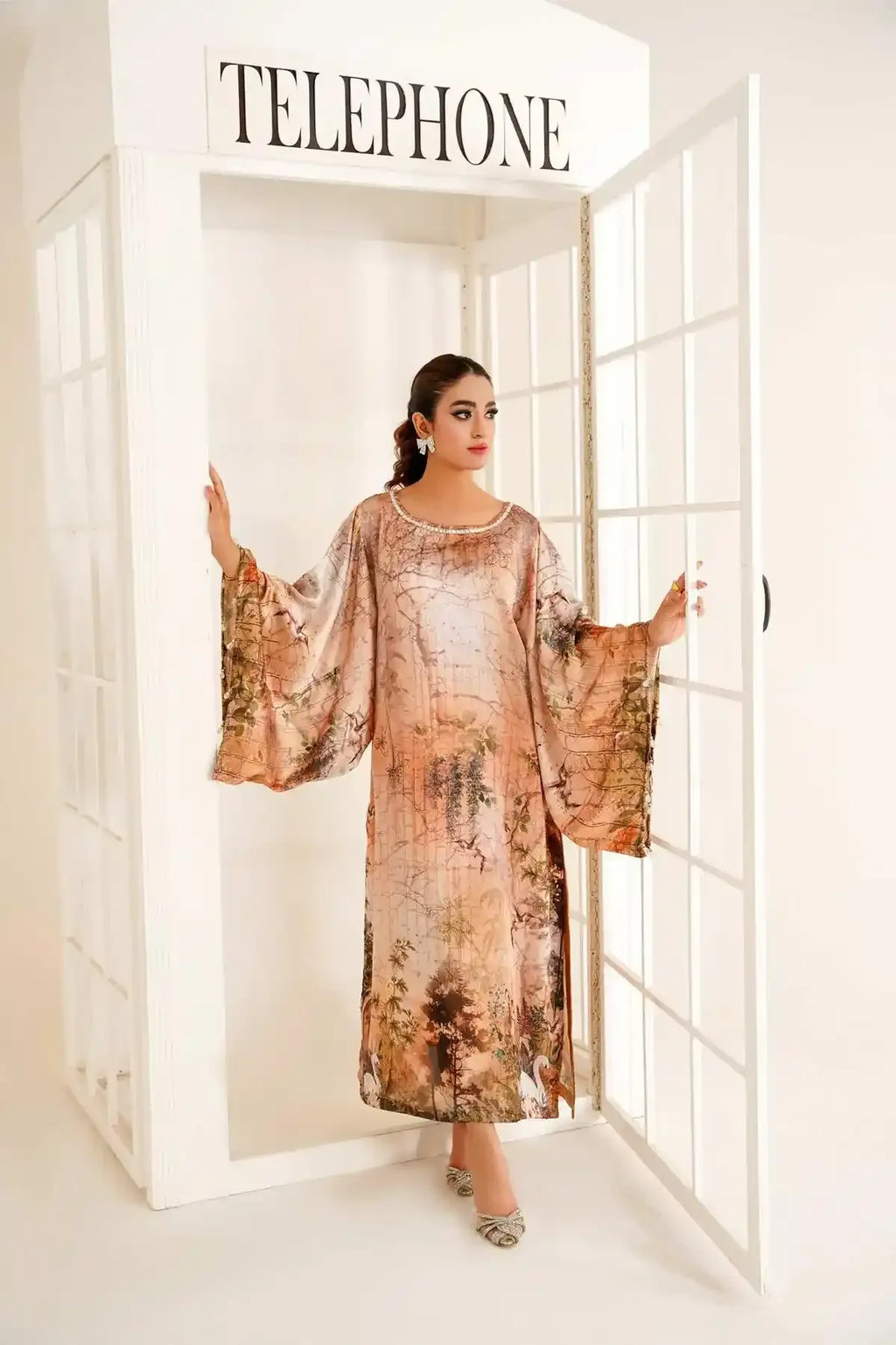 Mixed Print Silk Kaftan