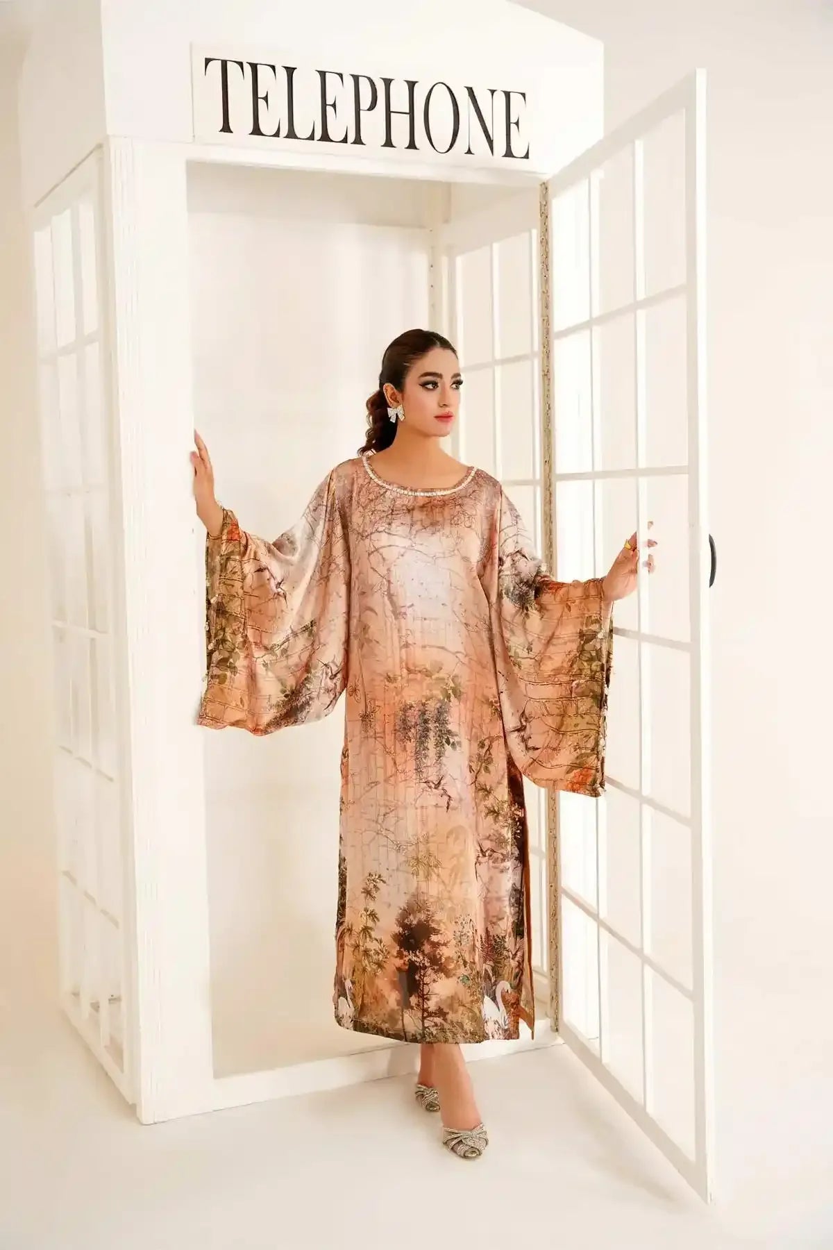 Mixed Print Silk Kaftan